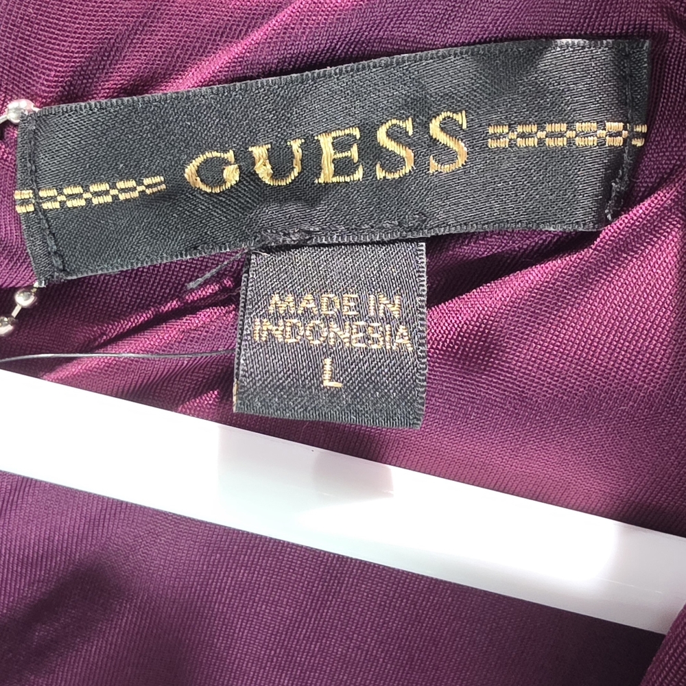 Guess Deep Purple Faux Leather Wrap Mini Dress Sz L NWT - Picture 6 of 12